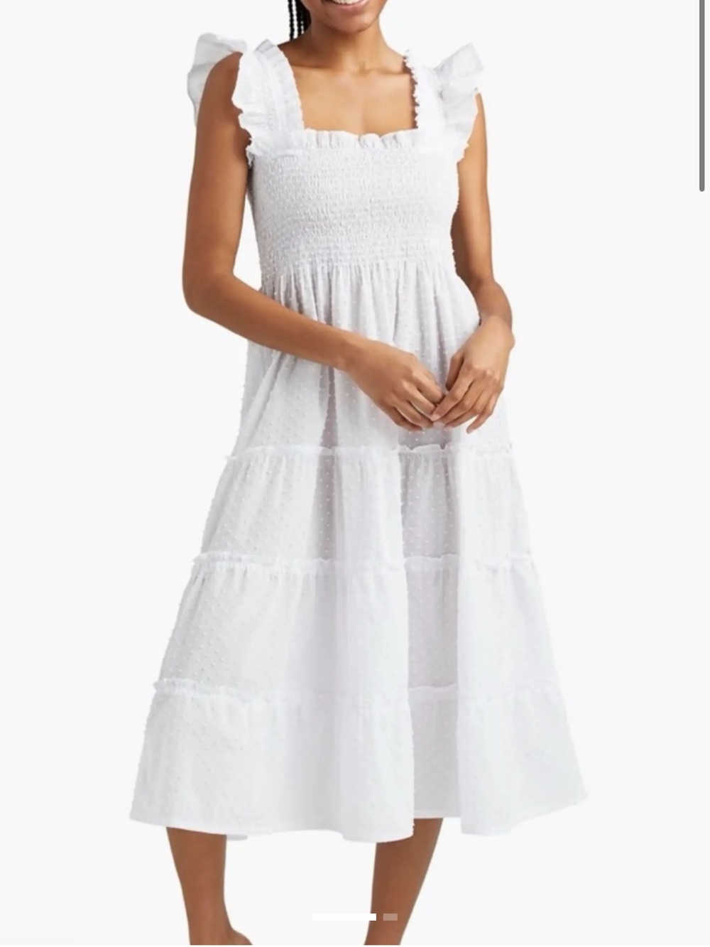 Hill House Ellie Nap Ruffle-Shoulder Midi Dress